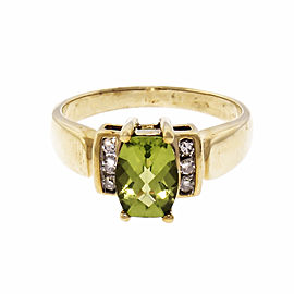 1.25ct Peridot & Diamond 10k Yellow Gold Engagement Ring