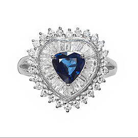 .90ct Sapphire Diamond Cluster Platinum Cocktail Ring