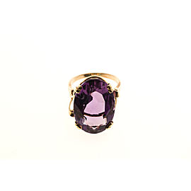 Vintage 20.00ct Oval Untreated Medium Purple Amethyst 14k Pink Gold Ring