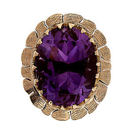 Retro Art Deco 5.50ct Oval Amethyst 14k Rose Gold Ring Size 5