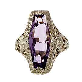 Vintage 1935 Art Deco 14k White Gold Filigree Ring Size 4