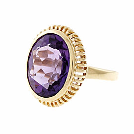 Estate Purple Oval Amethyst 14k Yellow Gold Ring