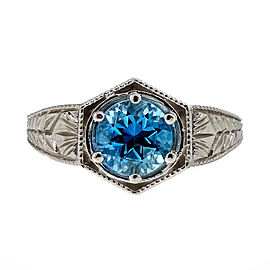 Platinum Filigree 1.00ct Aquamarine Ring Size 6.25