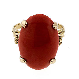 Vintage 14k Yellow Gold Orange Coral 9.70ct Ring Size 8