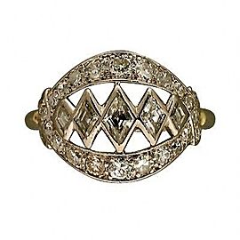 Platinum Art Deco 1940'S Kite Shaped & Round Bead Diamond Ring Size 5.5