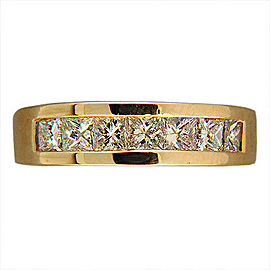 Vintage 14k Yellow Gold Channel Set Diamond Princess Cut Ring Size 5