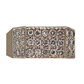 Vintage 14k Yellow & White Gold Angular 27 Full Cut Pave Set Diamond .70CT Ring