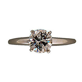 Vintage .96CT Brilliant Cut Center Diamond 14k White Gold 4 Prong Ring Star Blue