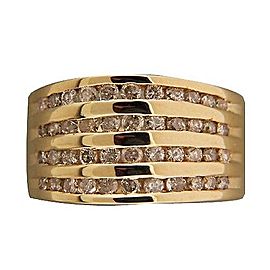 Vintage 11mm 4 Row .70ct Full Cut Round Full Cut Diamond 14k Yellow Gold Ring