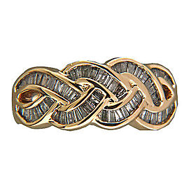 Vintage 1.00ct 59 Diamond Baguette Cut Smooth Swirl Channel Set 14k Yellow Gold Ring
