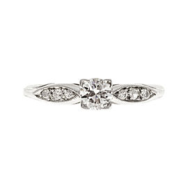 Vintage Art Deco Platinum with 0.26ct Transitional Cut Diamond Ring Size 6