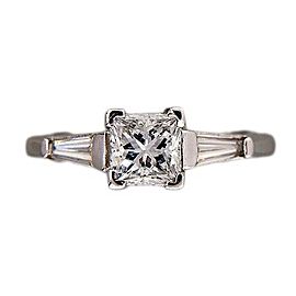 Vintage Platinum Princess Cut Diamond Engagement Ring Size 5.75