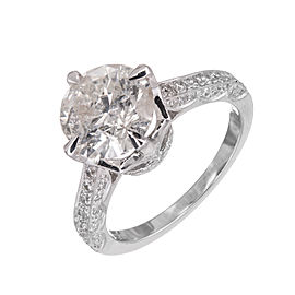Vintage Transitional Ideal Cut 2.51ct 1960 Round Diamond 18k White Gold Ring