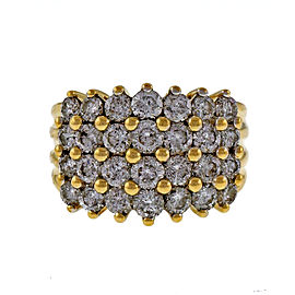 14k Yellow Gold 2.50ctw 4 Row Diamond Wedding Band Ring Size 7