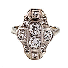Vintage 1930 Art Deco Old European Cut 14k White Gold Diamond Ring Size 7