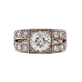 Vintage Platinum Edwardian 1.75ctw Old Mine Brilliant Cut Diamond Engagement Ring Size 6.5