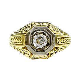 Vintage 14k Yellow Gold 0.25ct Old European Cut Diamond Ring Size 7.25 1910