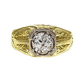 Vintage 14k Yellow & White Gold Old European Brilliant Cut 1.32ct Diamond Ring Size 8