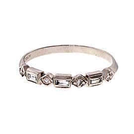 Platinum Baguette Round Diamond Ring Wedding Band Size 8.5