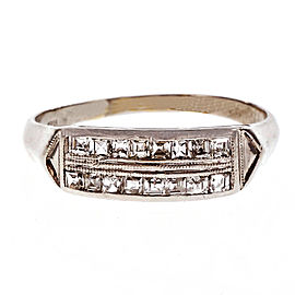 Vintage Platinum Square Diamond Wedding Band Ring Size 8.75