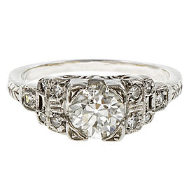 Platinum Old European Cut Diamond Engagement Ring Size 5.75