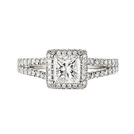 Peter Suchy Princess Cut Diamond Halo Engagement Ring 14k White Gold