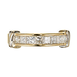 Estate 1980 Princess Cut Diamond Wedding Band 18k Yellow Gold Channel Set