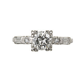 Vintage 1940 Transitional Cut Diamond Engagement Ring Platinum