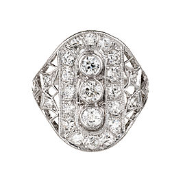 Vintage Art Deco Old European Cut Diamond Ring Platinum
