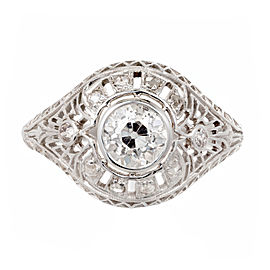 GIA Certified Edwardian Old European Rose Cut Diamond Platinum Engagement Ring