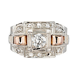 .30 Carat Diamond Art Deco White Rose Gold Engagement Ring
