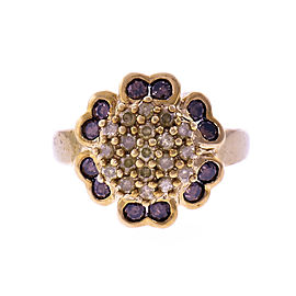 Brown Yellow Diamond 10k Yellow Gold Cocktail Cluster Ring