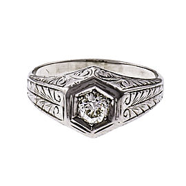.33ct Old European 18k White Gold Engagement Ring