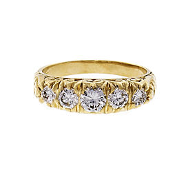 Fire Diamond Yellow Gold Wedding Band Ring