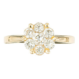 Diamond Engagement Ring 0.85ct Cluster 14k Yellow Gold