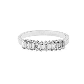 Estate Emerald Cut 10 Diamond Band .60ct 18k White Gold