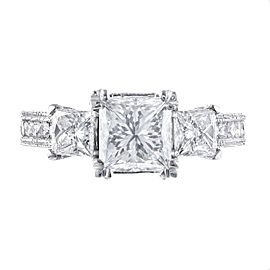 GIA Certified 2.56 Carat Diamond Platinum Three-Stone Engagement Ring