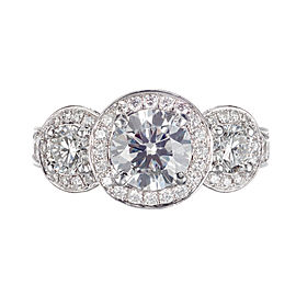 Peter Suchy GIA Certified 2.99 Carat Diamond Platinum Three Stone Ring