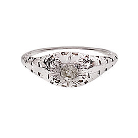 Vintage 1930 Filigree Engagement Ring Old Mine Cut Diamond 14k White Gold