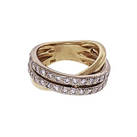 Estate Cross-Over Diamond Ring 18k Yellow Gold