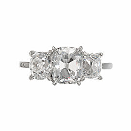 GIA Certified 2.87 Carat Diamond Three-Stone Platinum Ring