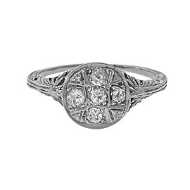 Art Deco Filigree Diamond 18k White Gold 1930 Engagement Ring