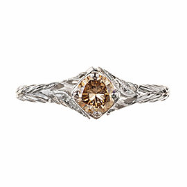 GIA Certified .54 Carat Light Brown Diamond Platinum Ring