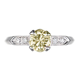 GIA Certified .77 Light Brown Yellow Diamond Platinum Engagement Ring