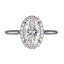 Peter Suchy GIA Certified 1.17 Carat Oval Diamond Halo Platinum Engagement Ring