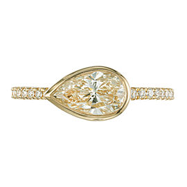 Peter Suchy GIA Certified 1.01 Carat Yellow Pear Diamond Gold Engagement Ring
