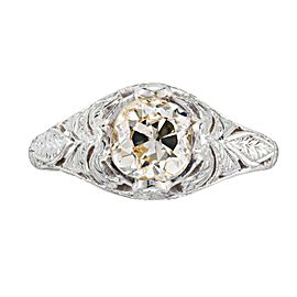 EGL Certified 1.13 Carat Yellow Brown Diamond White Gold Engagement Ring