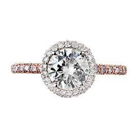 Peter Suchy .96 Carat Round Diamond Halo Rose Gold Solitaire Engagement Ring