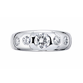 1.04 Carat Round Diamond Platinum Gypsy Style Band Ring
