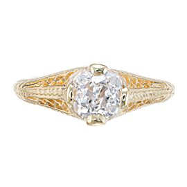 EGL Certified 1.01 Carat Diamond Yellow Gold Engagement Ring